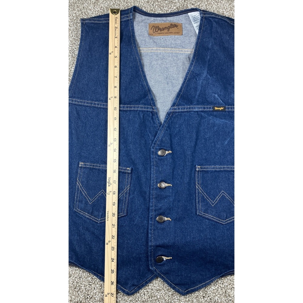 Wrangler Vest Mens XXL Blue Denim Western Button Front Pockets 1074130PW - Picture 8 of 8